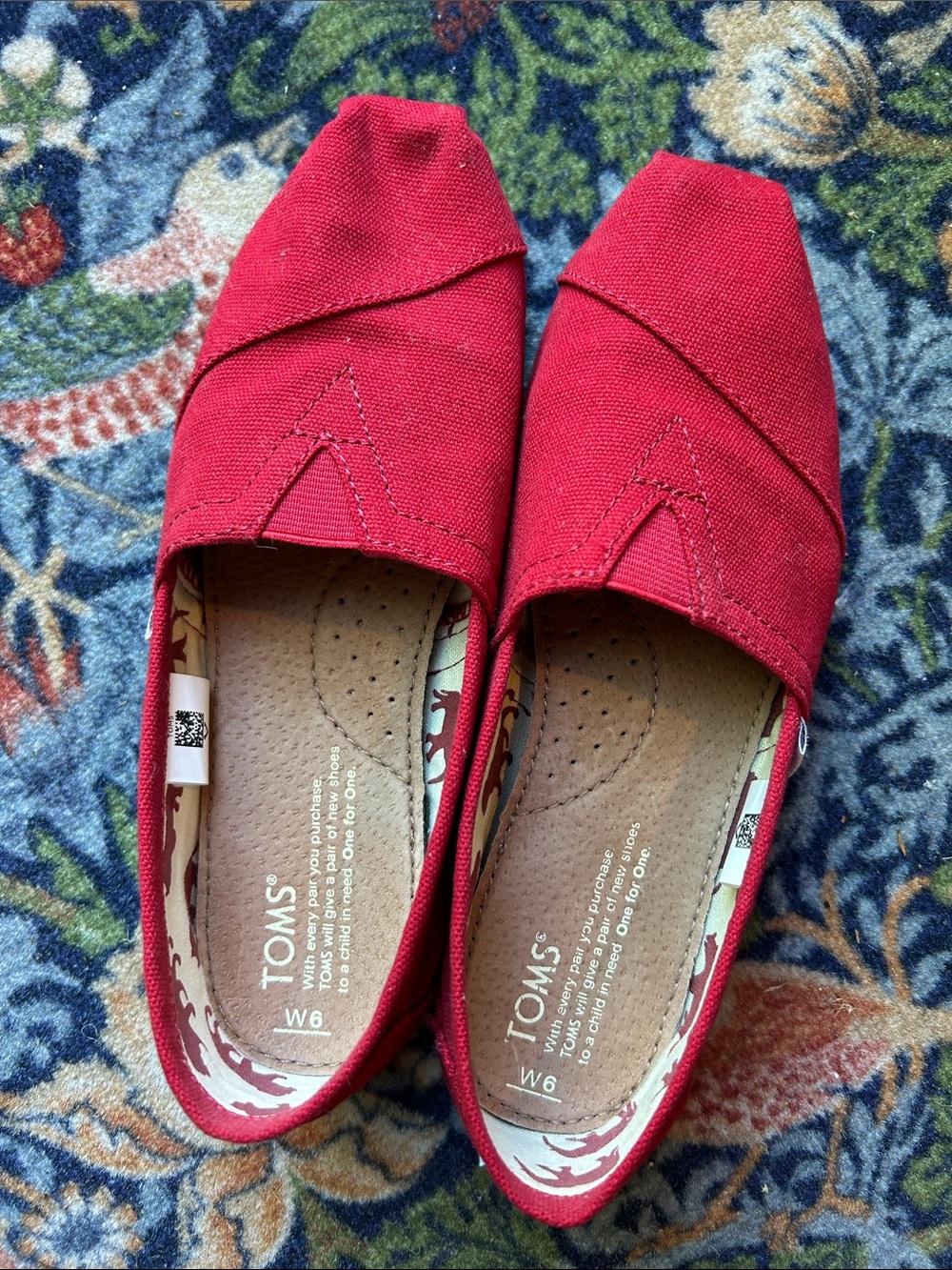 Toms Women's Red Canvas Slip-On Flats